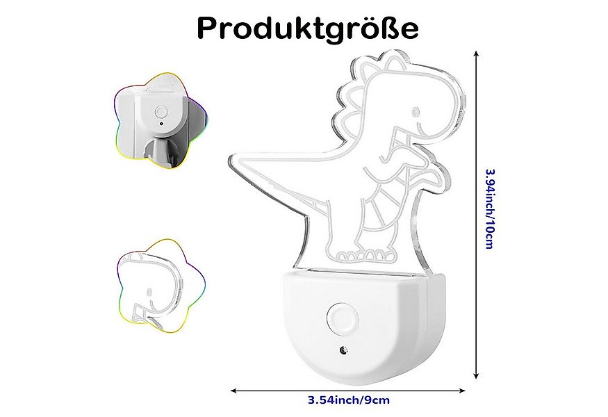 MUPOO Steckdosenleuchte Dynamisches RGB Regenbogen, Dinosaurier, Schmetterl günstig online kaufen
