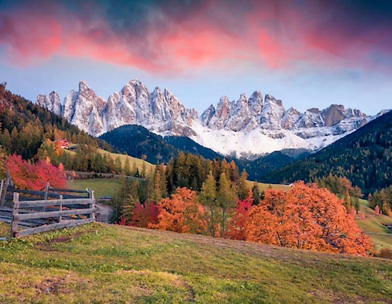 Papermoon Fototapete »ALPEN-DOLOMITEN DORF und Landschaft« günstig online kaufen