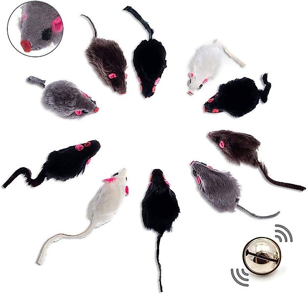 ELANOX Plüschmäuse ELANOX 10 St. Spielmäuse mit Glocke Katzenspielzeug Spie günstig online kaufen