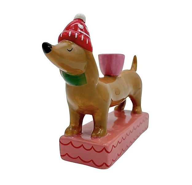 Mica Decorations Kerzenhalter Großer Dackel mit roter Mütze (1 St), Für Sta günstig online kaufen