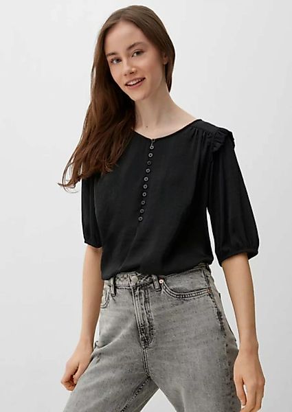 QS Kurzarmbluse Bluse mit Rüschen-Details Raffung, Rüschen günstig online kaufen