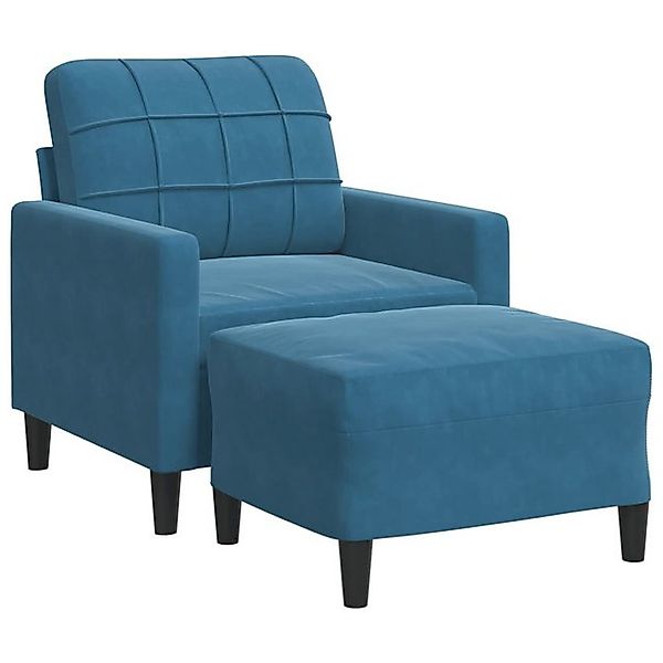 vidaXL Sessel mit Hocker Blau 60 cm Samt 2163264 günstig online kaufen
