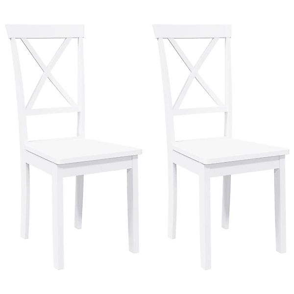 vidaXL Esszimmerstühle 2 Stk Weiß Massivholz Gummibaum 4102407 günstig online kaufen