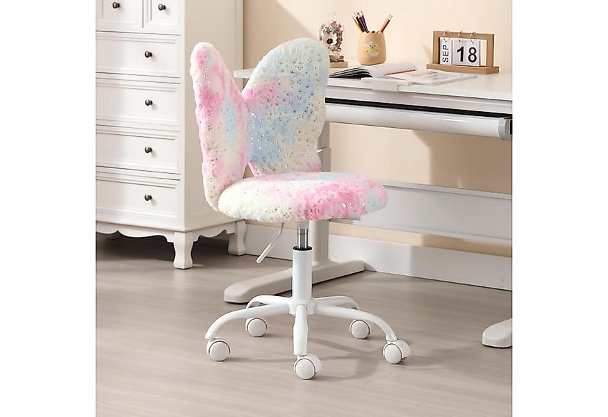 LuxusKollektion Kinderstuhl Kunstfell Kinder Schreibtischstuhl Rosa Höhenve günstig online kaufen