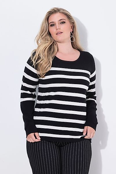 Ulla Popken Strickpullover Pullover Streifen Ziersteine günstig online kaufen