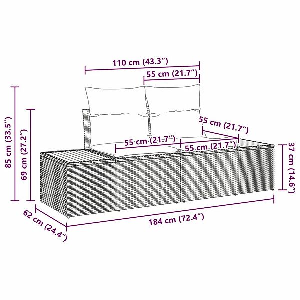 vidaXL Garten-Sofa-Set mit Kissen 5-Tlg Beige Poly Rattan 3348081 günstig online kaufen