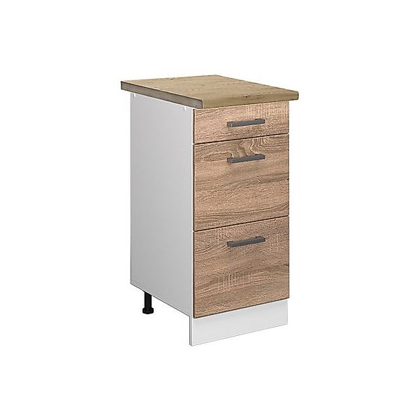 Vicco Unterschrank R-Line, Sonoma/Weiß, 40 cm mit Schubladen, ohne Arbeitsp günstig online kaufen