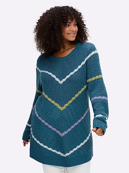 Sheego Strickpullover Pullover Langarm Ajour, Zopfmuster günstig online kaufen