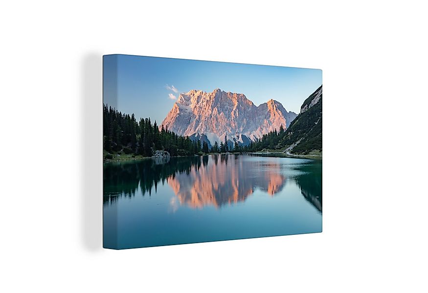 OneMillionCanvasses® Leinwandbild Die Zugspitze spiegelt sich im Wasser, Fo günstig online kaufen