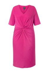 Ulla Popken Jerseykleid Jerseykleid drapiert V-Ausschnitt günstig online kaufen