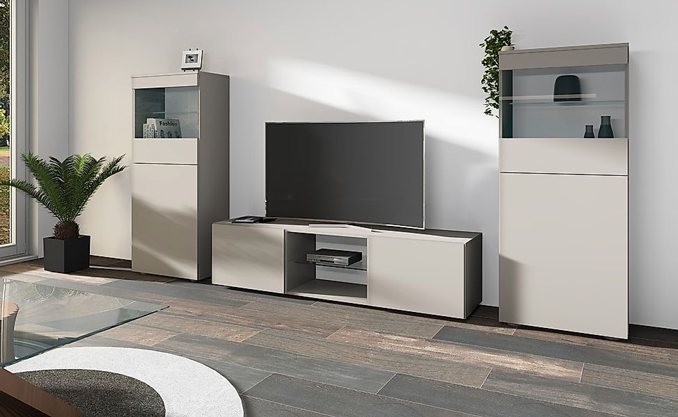 borchardt Möbel Wohnwand "Scala, Mediawand 3-teilig mit 2 Vitrinen und Lowb günstig online kaufen