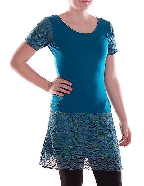 Vishes Sommerkleid Damen A-Linie Kleid Baumwolle Blumen-Muster mit Spitzena günstig online kaufen