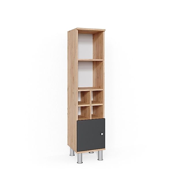 Vicco Midischrank Fynn Anthrazit/Goldkraft Eiche 30 x 131 cm Kleine Tür günstig online kaufen