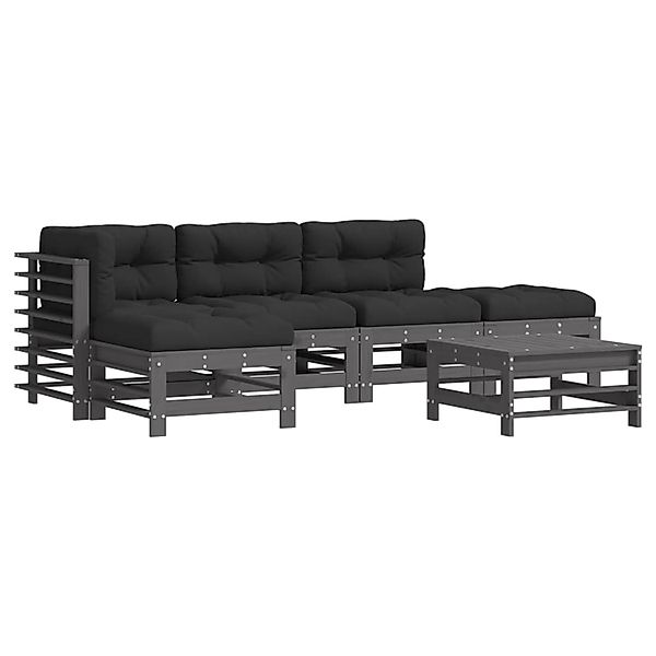 vidaXL 6-tlg Garten-Lounge-Set mit Kissen Grau Massivholz Modell 9 günstig online kaufen