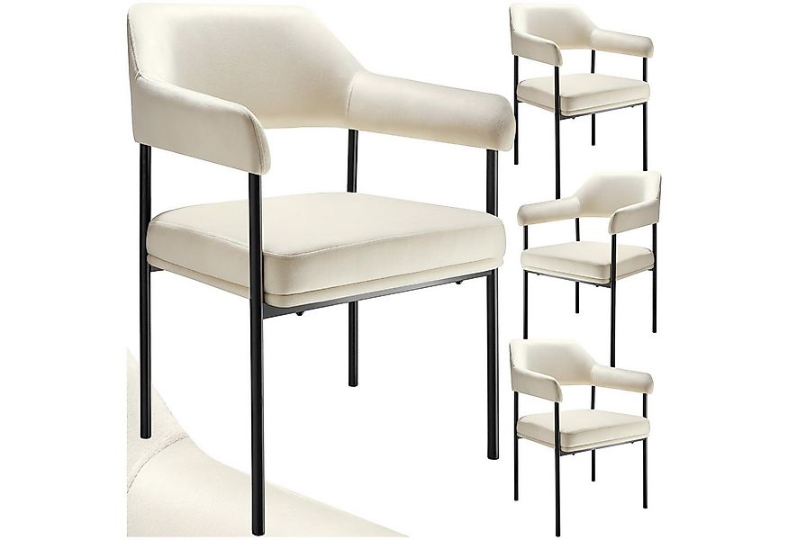 tectake Esszimmerstuhl Armlehnstuhl Doé, gepolstert, Stahlbeine (Set, 4 St) günstig online kaufen