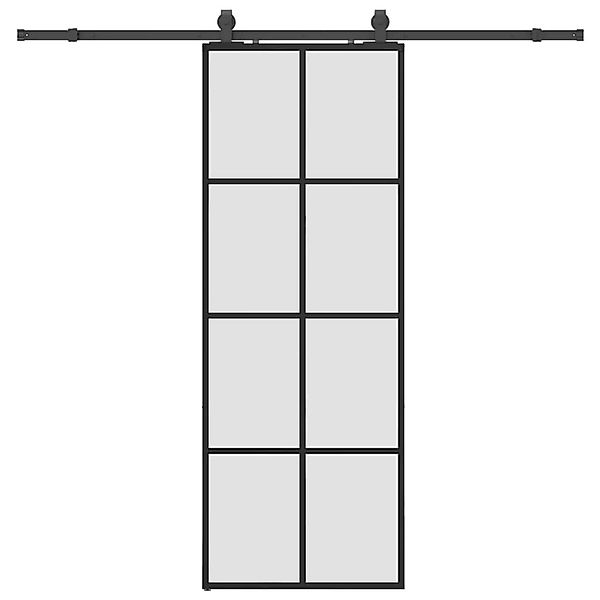 vidaXL Schiebetür mit Beschlag Schwarz 76x205 cm ESG-Glas 3375943 günstig online kaufen