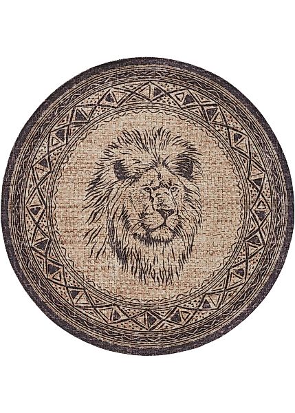 RunderTeppich mit großem Löwenkopf günstig online kaufen