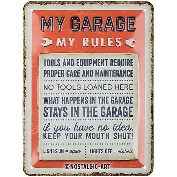 Nostalgic-Art Blechschild 15x20 cm - My Garage, My Rules günstig online kaufen