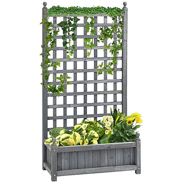 Outsunny 1,2m Hochbeet mit Rankgitter, Pflanzkasten mit Rankgitter Holz, Si günstig online kaufen