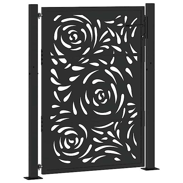vidaXL Gartentor Schwarz 105 x 130 cm Stahl Flammendesign 4100990 günstig online kaufen