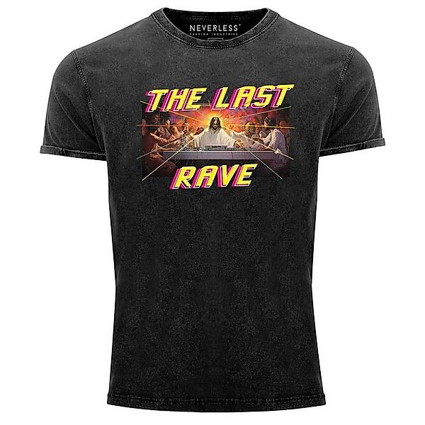 Neverless Print-Shirt Herren Vintage Techno The Last Rave Parodie Das letzt günstig online kaufen