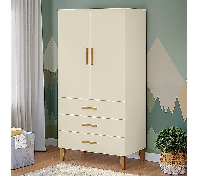 Bellabino Kinderkleiderschrank Liri (2-türig) beige/natur, mit Kleiderstang günstig online kaufen