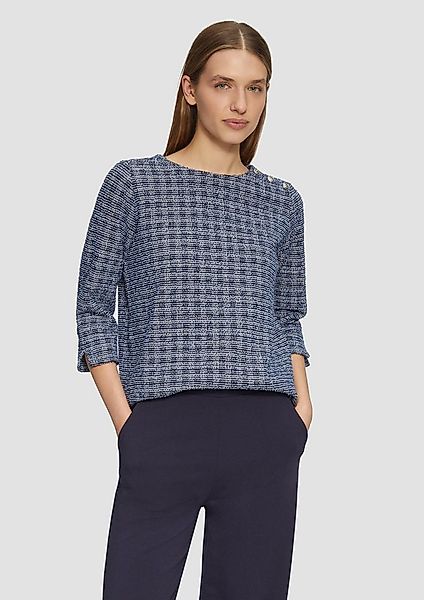s.Oliver 3/4 Arm-Pullover Sweatshirt Bouclé-Shirt mit Zierknöpfen und 3/4-Ä günstig online kaufen