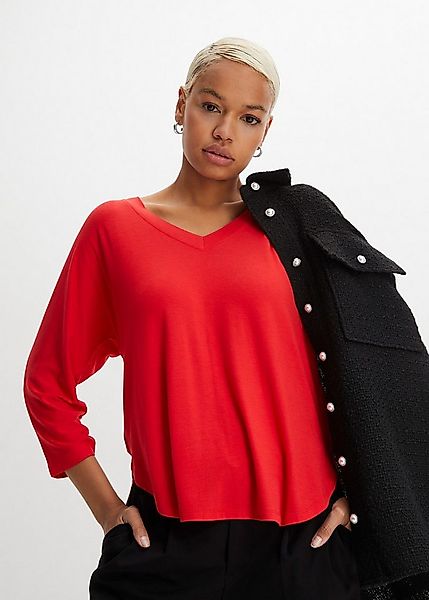 bonprix T-Shirt lässige Passform, Vokuhila Schnitt mit abgerundetem Saum, 3 günstig online kaufen