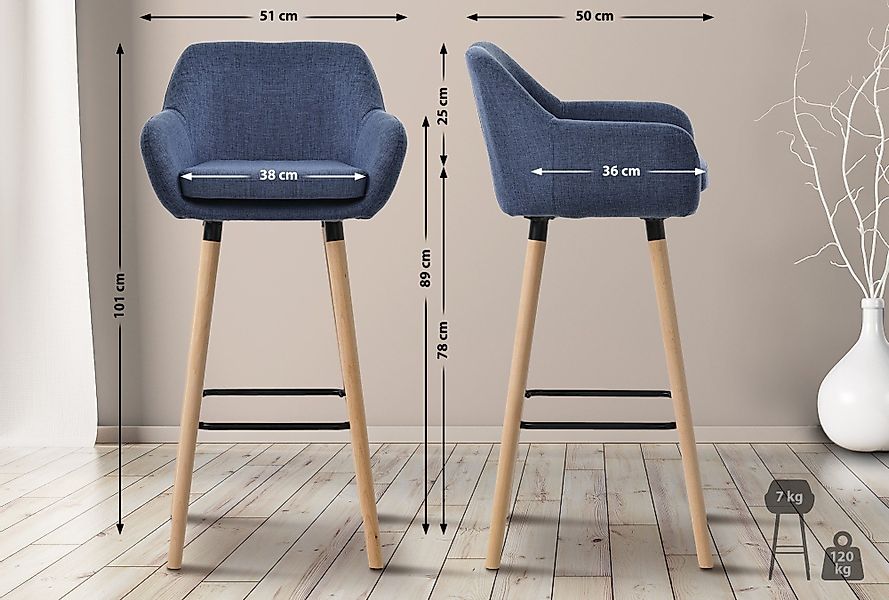 CLP Barhocker Grant, Stoffbezug, Gestell aus günstig online kaufen