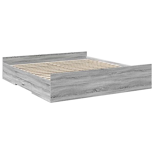 vidaXL Bettgestell mit Schubladen Grau Sonoma 200x200cm Holzwerkstoff 32802 günstig online kaufen
