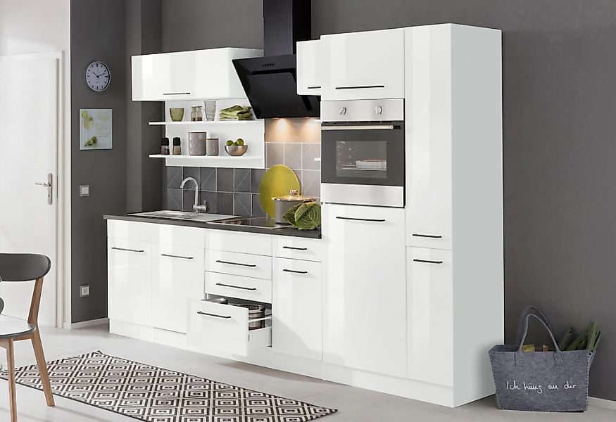 KOCHSTATION "KS-Tulsa" ohne E-Geräte, Breite 300 cm, schwarze Metallgriffe, günstig online kaufen