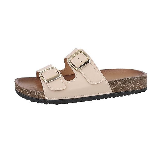 Ital-Design Damen Mules Freizeit Pantolette Flach Pantoletten in Beige günstig online kaufen