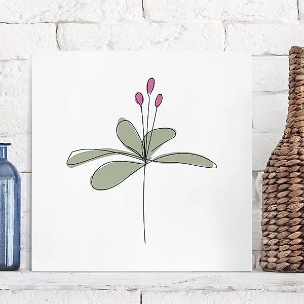 Leinwandbild Blumen - Quadrat Seerose Line Art günstig online kaufen