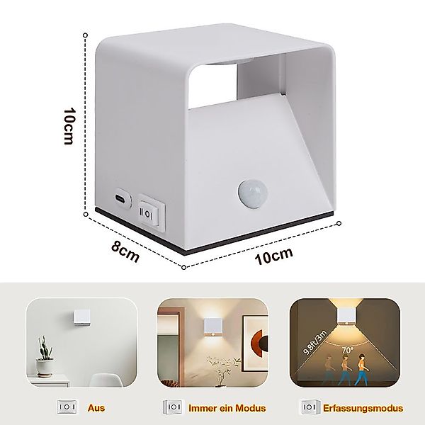 Sunicol Wandleuchte Akku LED Wandleuchte mit günstig online kaufen