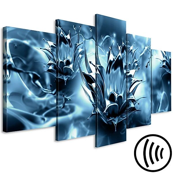 Leinwandbild Oily Flower (5 Parts) Wide Blue XXL günstig online kaufen