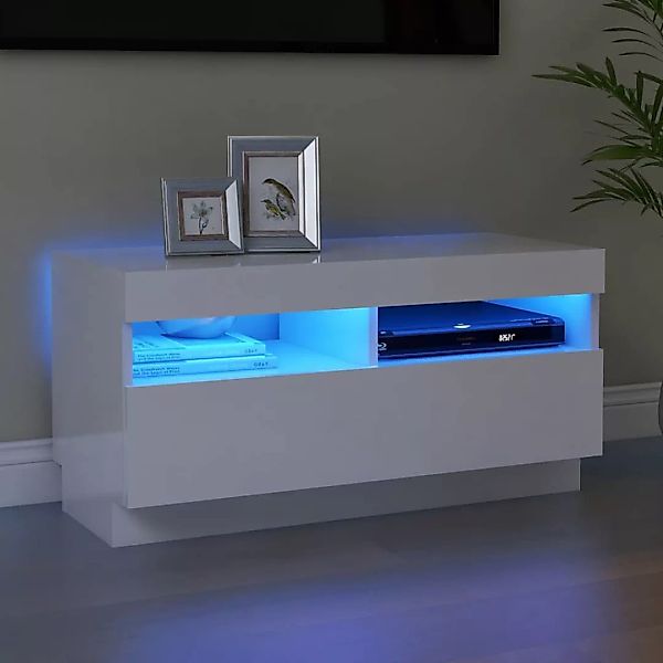 Tv-schrank Mit Led-leuchten Hochglanz-weiß 80x35x40 Cm günstig online kaufen