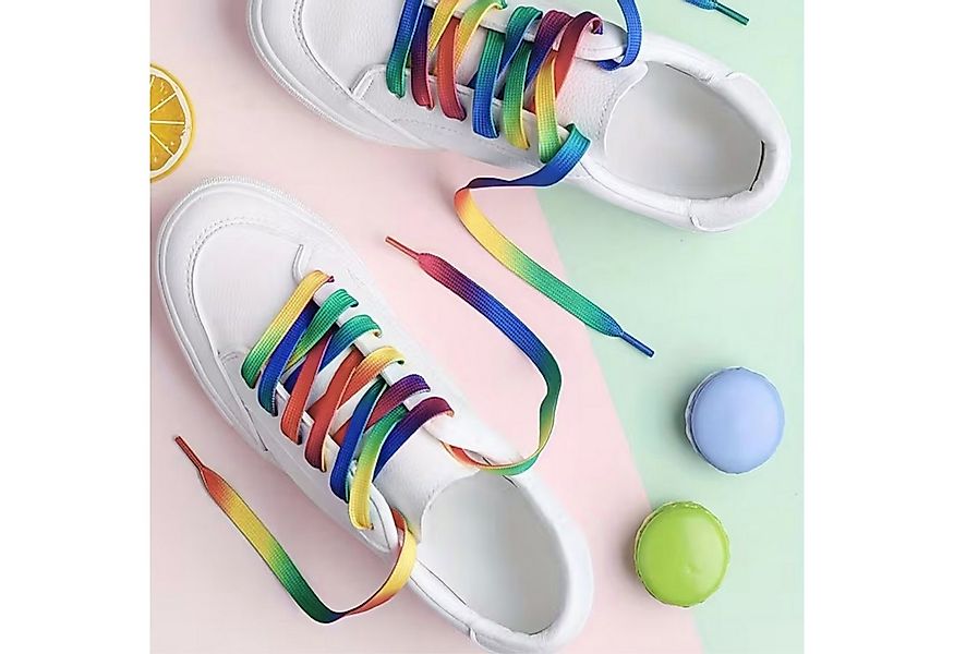 XCOAST Schnürsenkel Regenbogen Schuhbänder im Farbverlauf – flache Schnürse günstig online kaufen