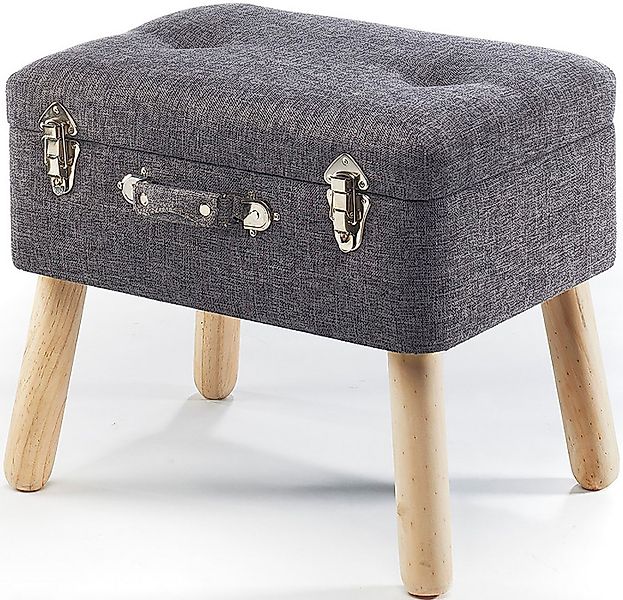 Kobolo Sitzhocker Kofferhocker Polsterhocker aus Textil in hellgrau (1 Stüc günstig online kaufen