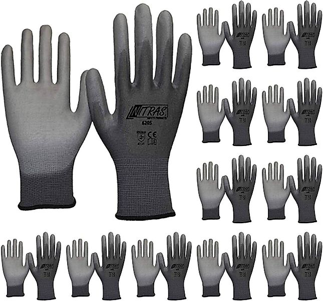 Nitras Gartenhandschuhe Nylon Strickhandschuh grau PU-Beschichtung günstig online kaufen