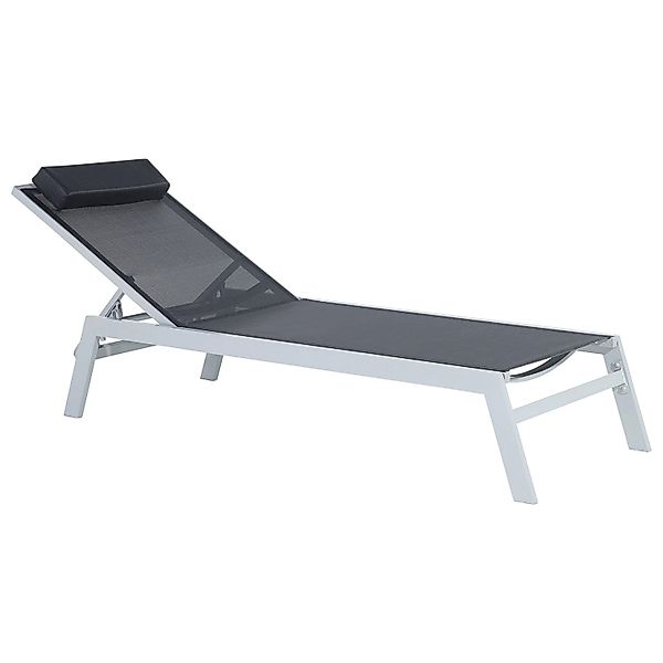 Beliani Gartenliege Schwarz Silber 155x66x103 günstig online kaufen