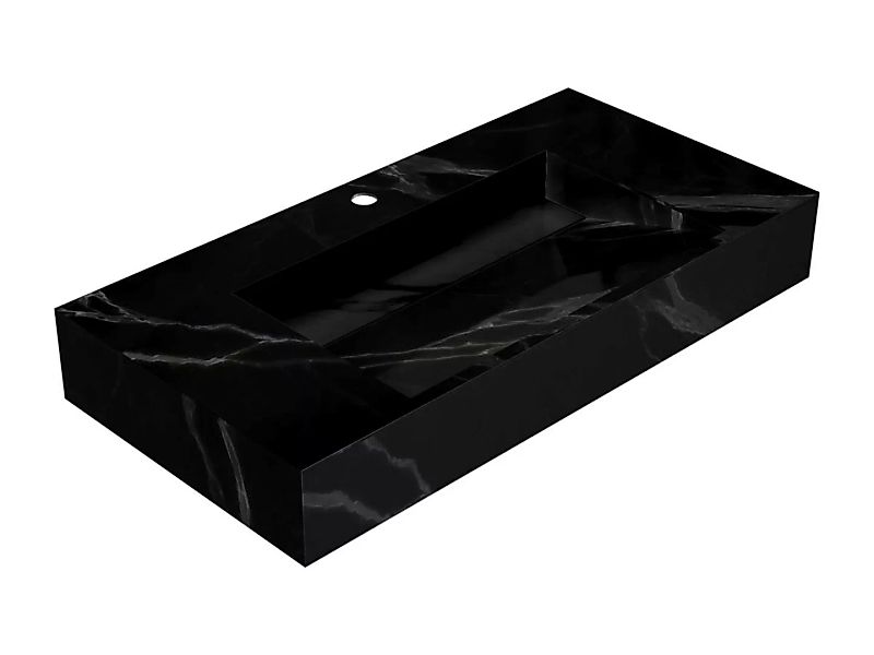 Waschbecken hängend  - 90.2 x 45.2 x 8 cm - Schwarz mit Marmor-Optik - TAKO günstig online kaufen