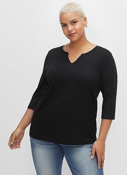 Sheego T-Shirt 3/4-Arm-Shirt . aus trageangenehmem Baumwoll-Modal-Mix günstig online kaufen