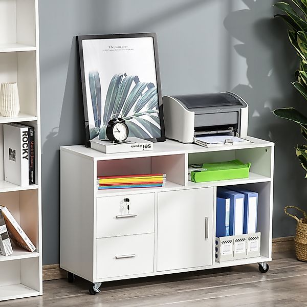 HOMCOM Bürocontainer mit Rollen, Aktenschrank, Büroschrank, Sideboard, Bade günstig online kaufen