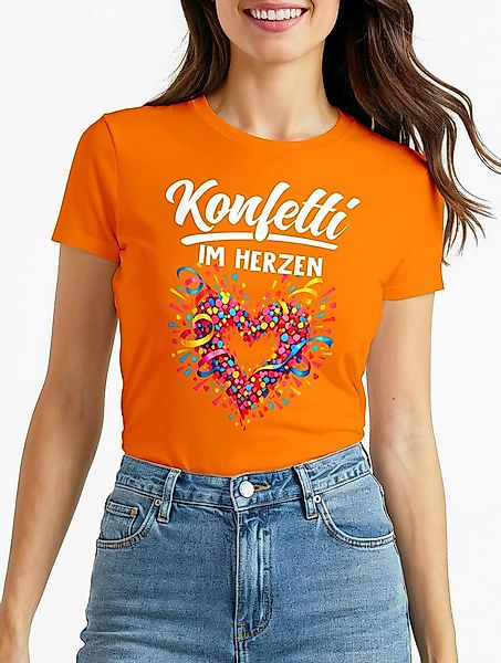 MoonWorks Print-Shirt Damen T-Shirt - Spruch Konfetti im Herzen - Fasching günstig online kaufen