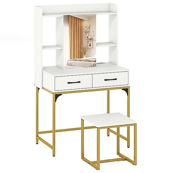 Costway Schminktisch Set mit Ladestation Modern Weiß günstig online kaufen