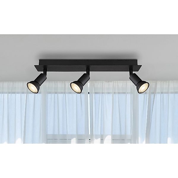 Globo Strahler Drew 3-flammig Schwarz matt 400 x 60 x 90 mm günstig online kaufen