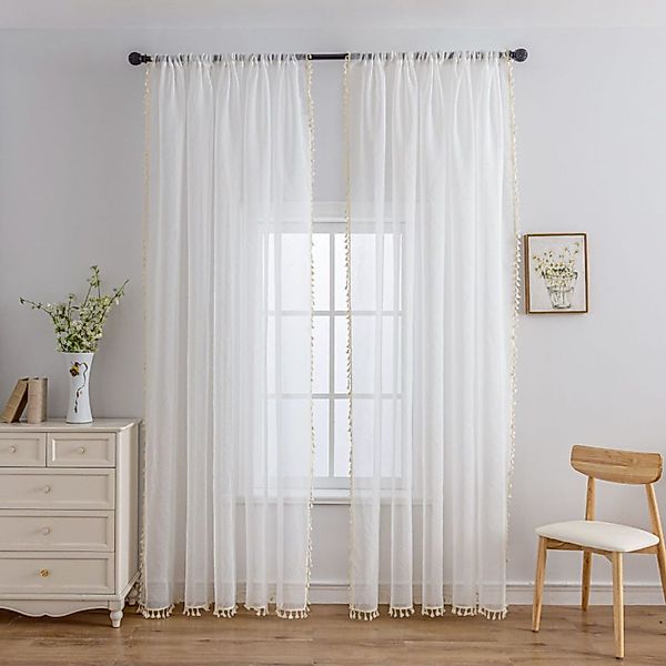 BYSURE Gardine, Stangendurchzug (2 St), halbtransparent, günstig online kaufen