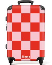 NoBoringSuitcases.com© Hartschalen-Trolley Rotes und rosa Schachbrettmuster günstig online kaufen