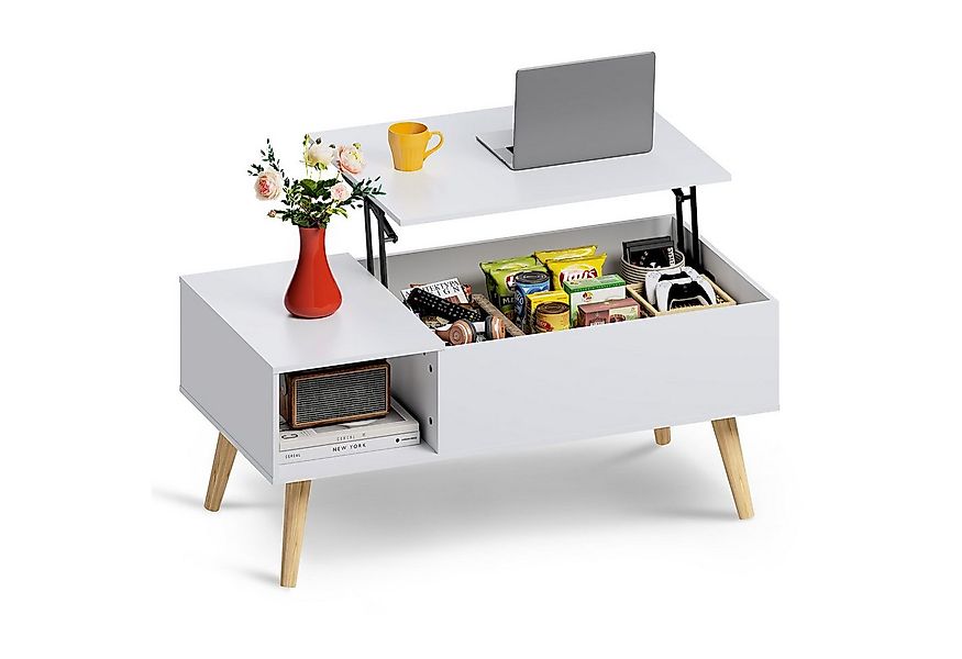 WLIVE Couchtisch Höhenverstellbarer Couchtisch mit Stauraum, (Wohnzimmertis günstig online kaufen