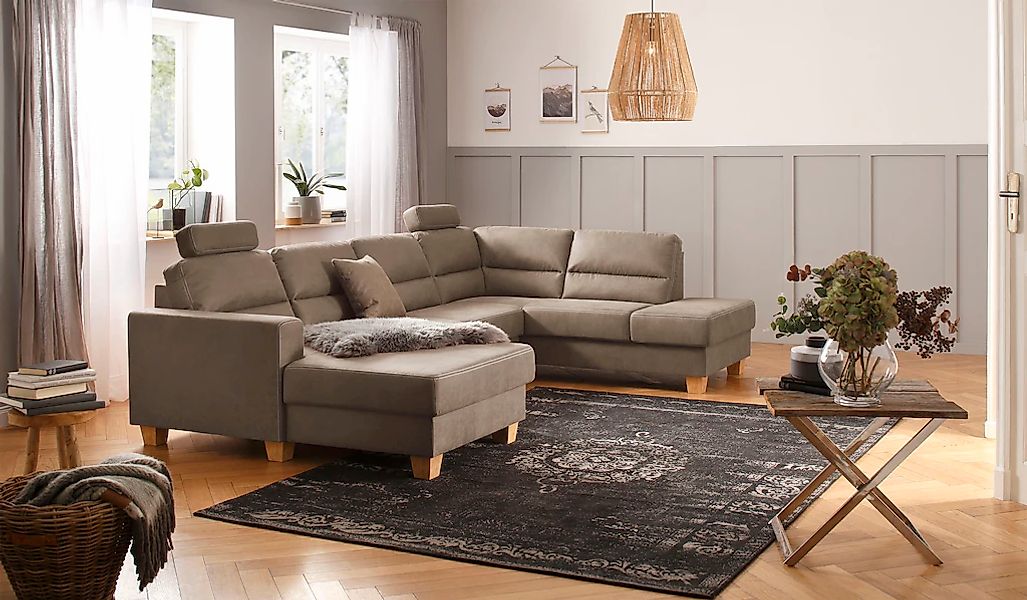 Home affaire Wohnlandschaft "Navan, komfortabel mit viel Platz, U-Form", wa günstig online kaufen